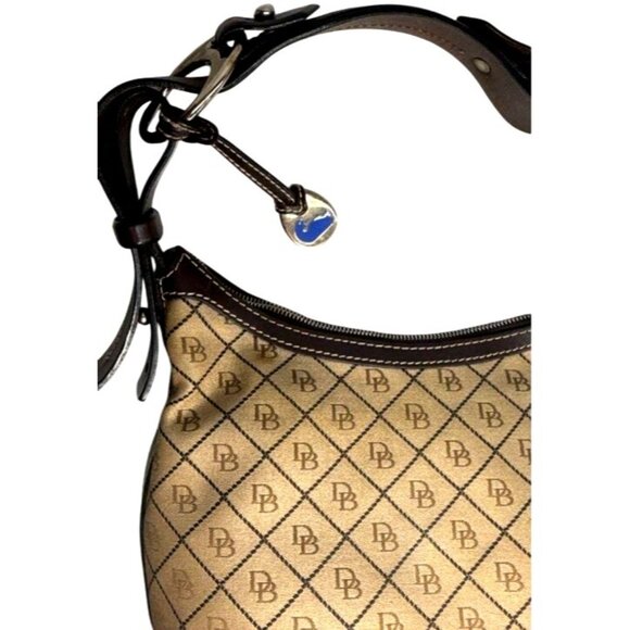 Dooney & Bourke Signature Tan & Brown Logo Shoulder Bag - Picture 3 of 5